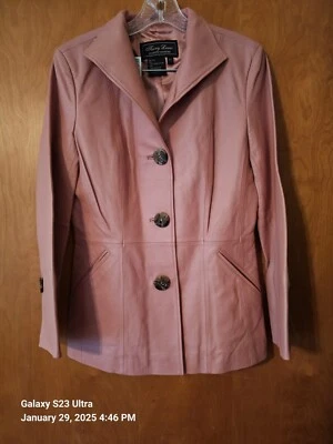 Womens Leather Jacket Terry Lewis Sz XS Rosy Apricot - Image 1 of 4