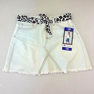 Girls Skort Denim TRACTR Mini SKIRT White Light Blue Shorts Leopard Belt