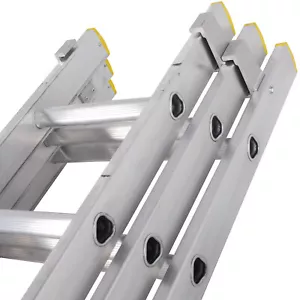 39 Rung Aluminium TRIPLE Section Extension Ladders & Stabiliser Feet 3.5m 8.5m - Picture 1 of 9