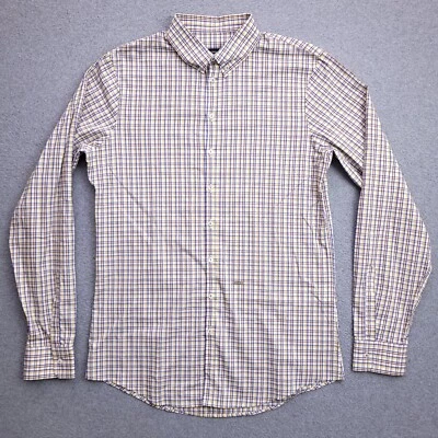 DSQUARED2 Button Up Shirt Size 52 Poplin Plaid Silver Logo Italy Mens - Image 1 of 4