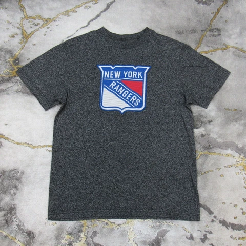 New York Rangers T-Shirt Mens Large Short Sleeve Gray Majestic Cotton Blend NHL Cover