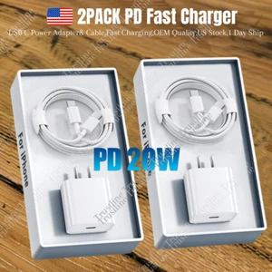 2Pack 20W USB Type C Fast Charger For iPhone 14/13/12/Pro PD Power Adapter Cable - Picture 1 of 13