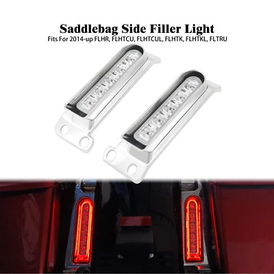 Chrome Saddlebag Filler Support LED Light Clear Lens For Harley Road Glide 14-23 - Image 1 of 4