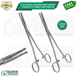2 Pcs Heaney Forceps Single Tooth Straight Set 8.5" OB/GYN Instrument German Gr - Picture 1 of 6