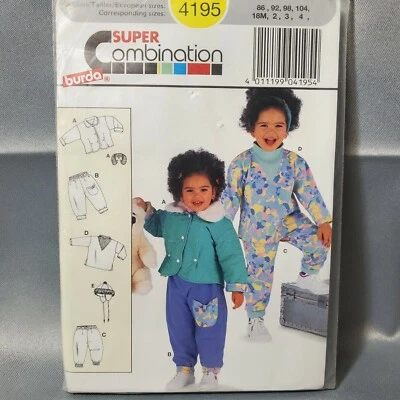 Burda Pattern 4195 Toddler Pants Jacket Top Hat 18M 2 3 4 UNCUT Vintage - Image 1 of 4