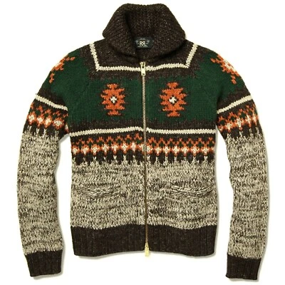 RRL Ralph Lauren Brown Southwestern Sweater Shawl Cardigan Sweater Men's Small S - Image 1 of 3