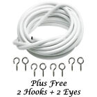 Optional Net Curtain Wire White Window Cord Cable With Free Hooks & Eyes Diy
