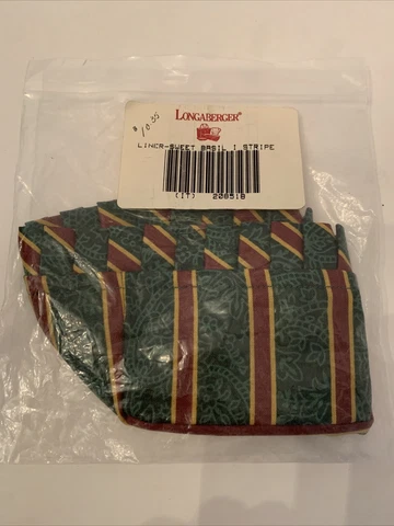 Longaberger  Sweet Basil Basket Liner Imperial Stripe New 208518 Cover