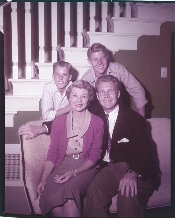 Ozzie Nelson with Harriet sons Ricky David 1950's Portrait Original Transparency - Image 1 of 1