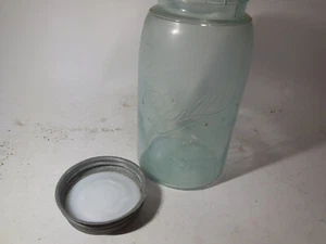 Vintage 3L Dreifach L KUGEL Aqua Mason Quart Einmachglas mit Zinkdeckel - Bild 1 von 4