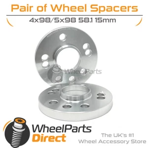 Espaciadores de ruedas (2) 4x98/5x98 58,1 15 mm para Peugeot Bipper Tepee 08-17 - Imagen 1 de 4