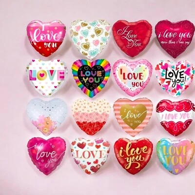 Paquete de 16 globos de San Valentín foil amor corazón lindo ramo divertido regalo nuevo Foto 1 de 4