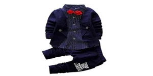 Blue 4pcs Baby Boy Dress Clothes Toddler Outfits Infant Tuxedo Formal Suits Set - Picture 1 of 2