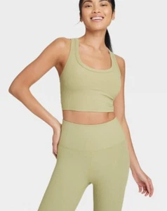 Light Support Rib Racerback Longline Sports Bra Olive Green All in Motion XXL - Picture 1 of 3