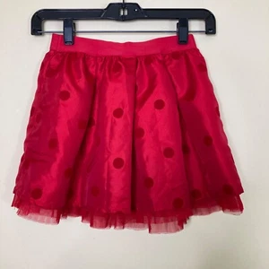 Cherokee Skirt Girls Medium 7 8 Red Polka Dot Velvet Circle Taffeta Accent - Picture 1 of 5