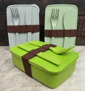 Recycled Eco Lunch Box School Work Lunch Knife Fork Spoon Clearance Bargain - Picture 1 of 8