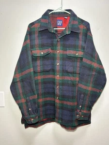 Vintage 90er GAP Flanellhemd groß kariert rot grün schwere Baumwolle - Bild 1 von 8