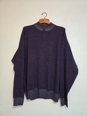 Peter Millar Sweater Mens XXL Purple 100% Extra Fine Italian Merino Wool 1/4 Zip — 第 1/4 张图片