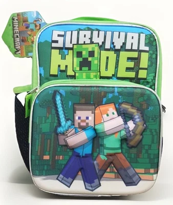 Bolsa de almuerzo aislada Minecraft modo supervivencia verde Foto 1 de 4