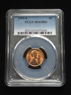 1955-S Lincoln Cent PCGS Graded MS65RD #43573650 - Image 1 of 4