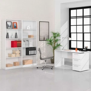 Pack de Oficina Despacho Estilo Contemporáneo en Color Blanco con 2 Estanterías - Imagen 1 de 8