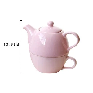 Pink Ceramic Teapot 400ml 50ml Set For Woman Microwave - Picture 1 of 7