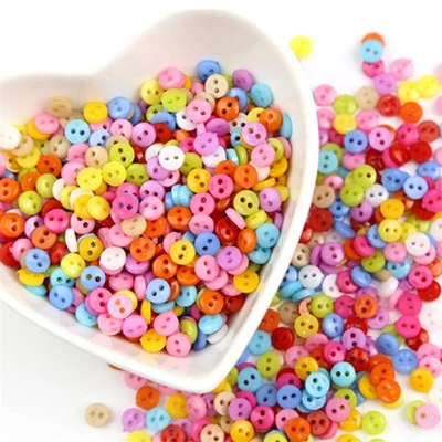 200 6mm ROUND TINY RESIN BUTTONS - MIXED COLOURS - CRAFT - SCRAPBOOK - SEWING - Image 1 of 4