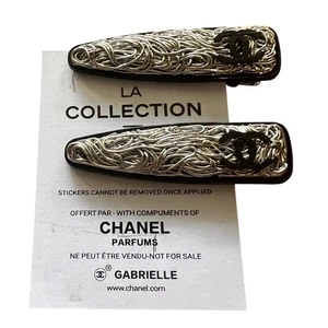 Chanel Haarspangen Accessoires RAR Nagelneu Schwer Silber & Schwarz - Bild 1 von 4