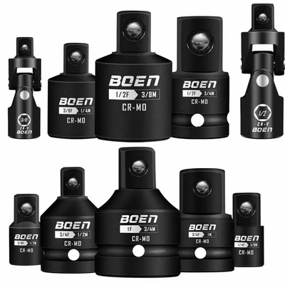 10-Piece Impact Socket Adapter and Reducer Set, Standard SAE 1/4" 3/8" 1/2" 3... - Image 1 of 4