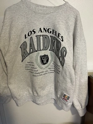 VTG Nutmeg Made In USA Los Angeles Raiders Gray Sweatshirt Size Large Oakland - Image 1 of 3