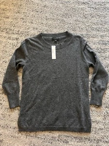 Neu mit Etikett 3/4-Ärmel J Crew Damenpullover aus reinem Kaschmir mit Rundhalsausschnitt, XS schwarz/grau - Bild 1 von 4