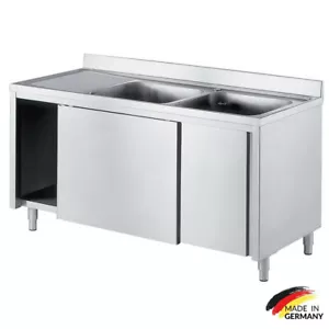 Edelstahl Spülschrank 140 x 60 cm 2 Becken rechts Spüle Spültisch Gastro NEU - Bild 1 von 5
