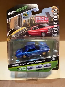 1/64 MAISTO MIJO EXCLUSIVO LOWRIDERS AJUSTABLE 65 BUICK RIVIERA AZUL CHASE CAR - Imagen 1 de 2