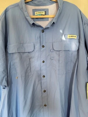 Magellan Outdoor Mens 3XL Shirt Lt Blue Nylon Short Sleeve Button-Up Fisherman  - Image 1 of 4
