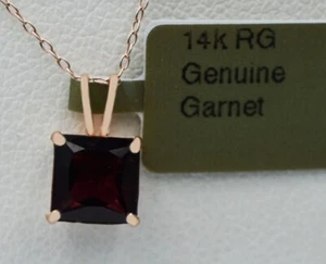 GENUINE 1.20 Cts GARNET PENDANT 14K ROSE GOLD - Free Certificate Appraisal - NWT - Picture 1 of 4