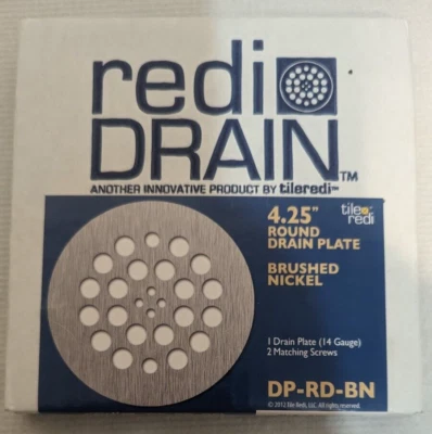 Tile Redi DP-RD-BN Redi Drain 4.25" Brushed Nickel Trim & Round Drain Plate Set - Image 1 of 4