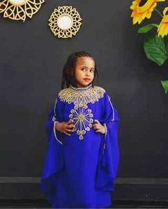 Ramzan Eid SALE Kids Kaftan Moroccan Royal Dress Dubai Abaya Gown Long Farasha - Picture 1 of 3
