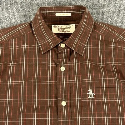 Penguin Brown Plaid Button Up Shirt Classic Fit Size Small - Image 1 of 4