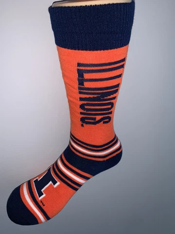 ILLINOIS FIGHTING ILLINI NCAA COLLEGE JERSEY LOGO GO TEAM DRESS SOCKS MENS Cover