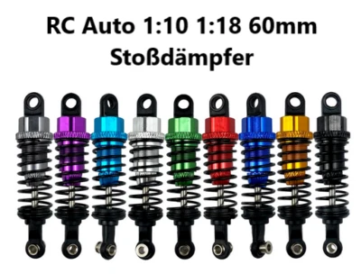 2x RC Stoßdämpfer Öldruckdämpfer Aluminium 60mm 55mm Für 1:10 Rc Auto Buggy - Bild 1 von 2