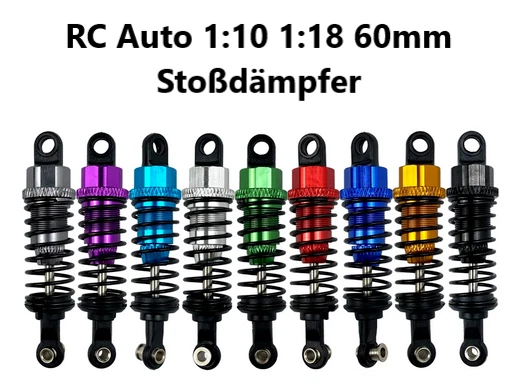 2x RC Stoßdämpfer Öldruckdämpfer Aluminium 60mm 55mm Für 1:10 Rc Auto Buggy - Bild 1 von 2