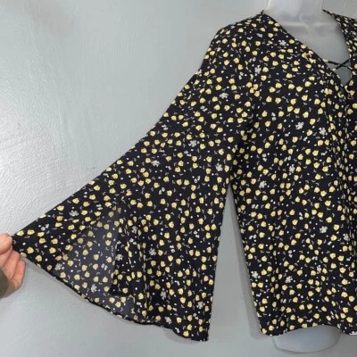 Бали размер средний темно-желтый Ditzy цветочный крестьянин верхний струящийся романтический богемное прерии - Изображение 1 из 4