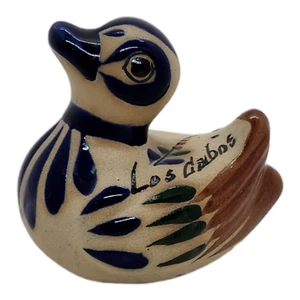 Mexican Folk Art Los Gabon’s Duck Clay Hand Painted Cobalt Blue Figurine - Picture 1 of 5