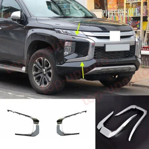 For 2019-2022 Mitsubishi Triton L200 Front Bumper Cover Lower Upper Chrome Trims - Picture 1 of 5