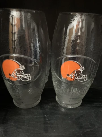 Cleveland Browns  Football Shaped Beer Glasses Set Of Two Cover