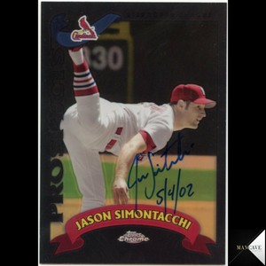 2002 Topps Chrome Black Refractor /100 Jason Simontacchi RC Auto MLB DEBUT