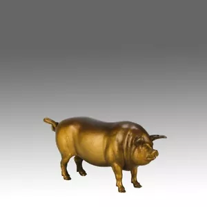Österreichische Bronzeskulptur "Stehschwein" Anfang 20. Jahrhundert von Franz Bergmann - Bild 1 von 11