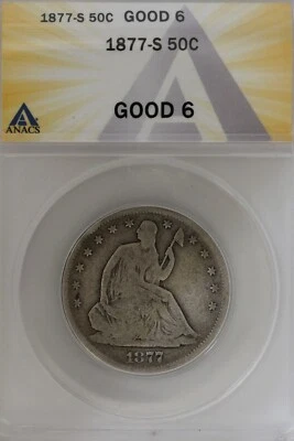 1877-S  .50   ANACS   G 6   1800's Half Dollar, Liberty Seated Half  - Image 1 of 2