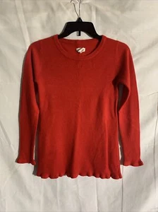 Girl’s Circo Crew Neck Sweater, Red, Size L Large, Christmas, Ruffled Trim - Picture 1 of 5