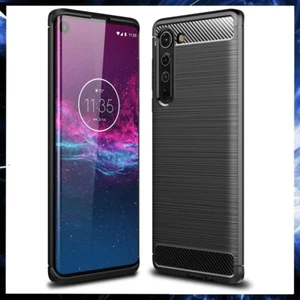 COQUE ANTICHOC EN FIBRE DE CARBONE MOTOROLA MOTO EDGE NOIRE LOURDE COUVERTURE MINCE - Photo 1 sur 7